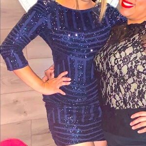 Navy blue sequence dress